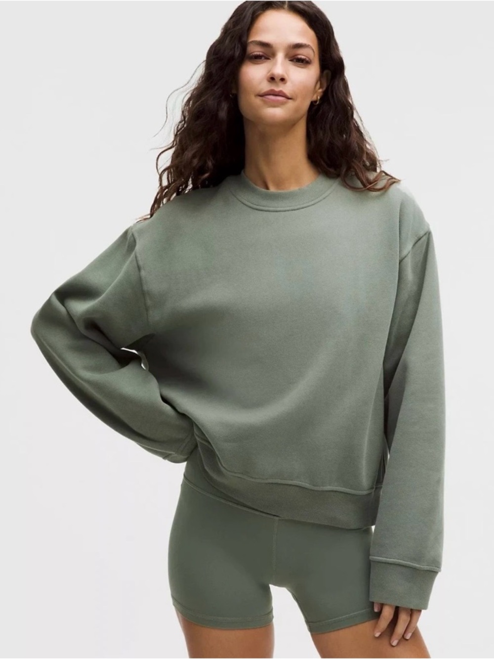 NWT Lululemon $118 W Steady State Oversized Crew Willow Leaf